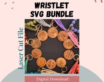 Wristlet SVG Bundle, Keychain Designs, Wristlet Digital Download, Christian Keychain SVG, Funny Keychain Design, Keychain SVG for Laser
