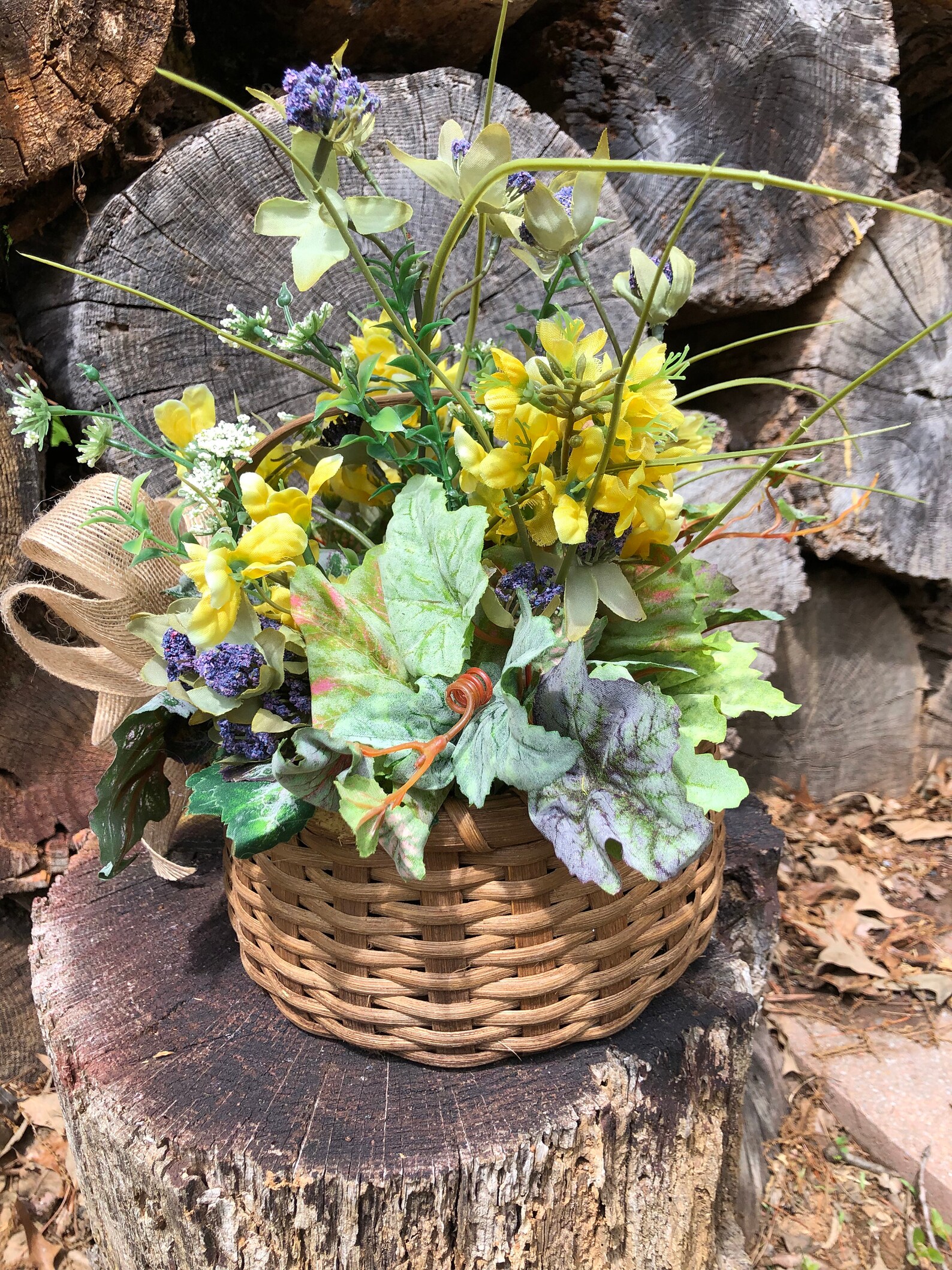 Wicker Basket Floral Arrangement Etsy