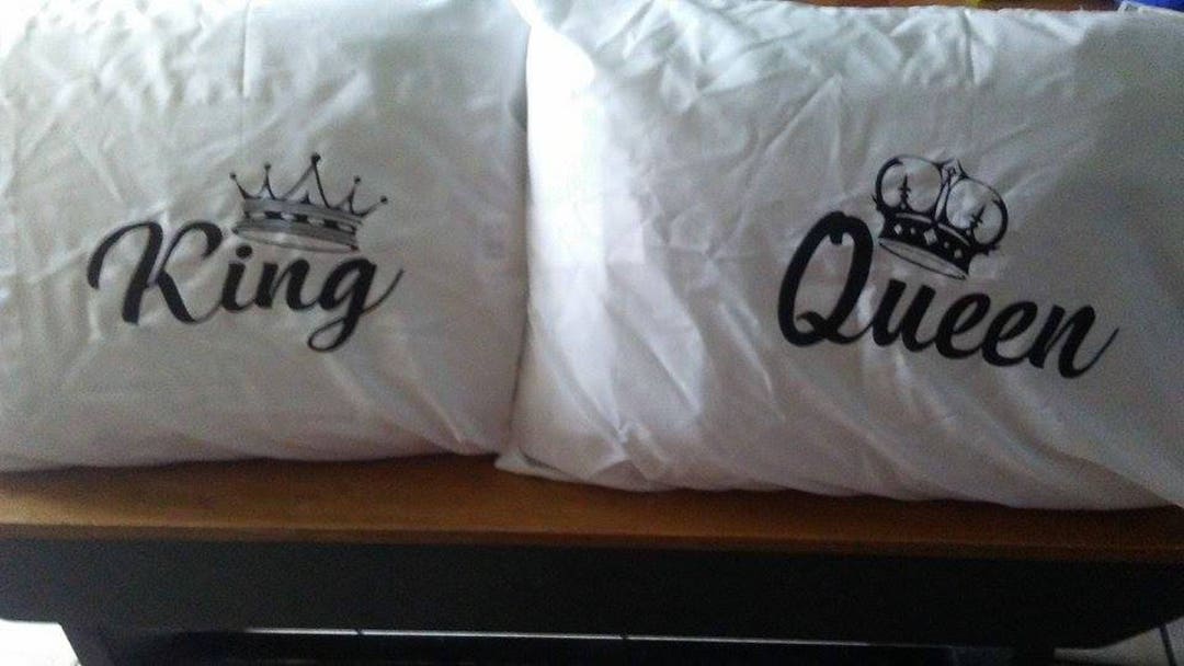 King and Queen Pillow Cases Etsy