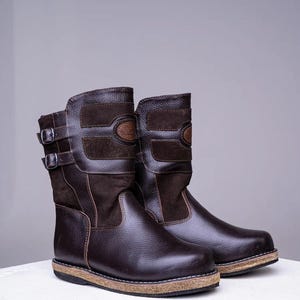 Men's suede felt boots with elements of leather and a 3-layer sole made of rubber and felt, maximum protection from cold down to -40