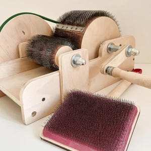 Wooden Drum Carder for Wool Processing - 72 TPI Wool picker Hand Carding Tool for Fiber Blending & Spinning Preparation