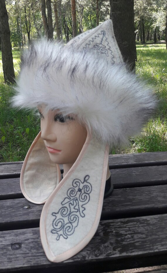 Cappello mongolo lana felet donna inverno copricapo bianco eco | Etsy Italia