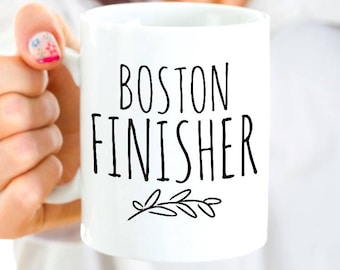 Boston Marathon Finisher Mug - Boston Marathon Runner Gift for Crossing the Finish Line - Black or White 11 or 15 oz Ceramic Coffee Tea Cup