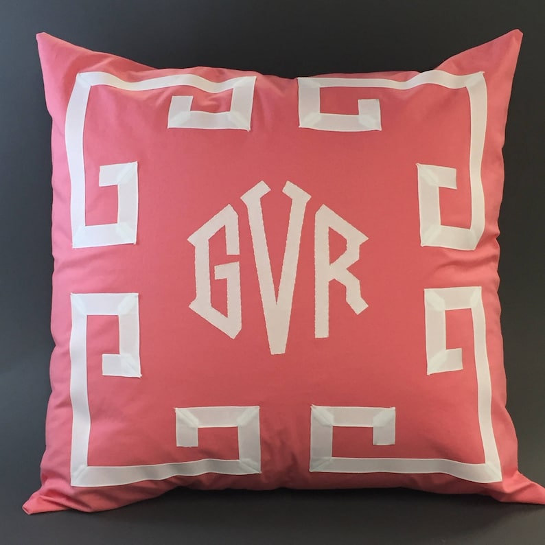 Pair Custom Greek Key Monogram Euro Pillow Shams/covers Etsy