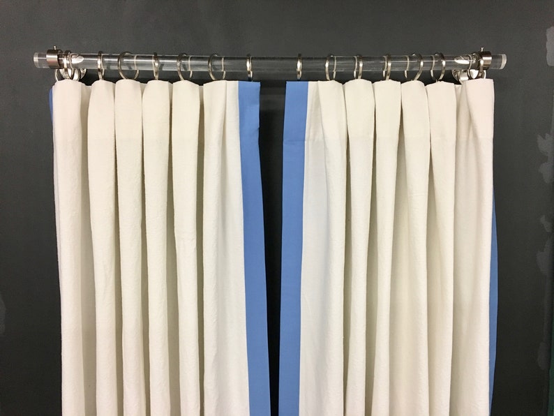 Two Pairs Painters Drop Cloth Curtains With Custom Color Edge Etsy