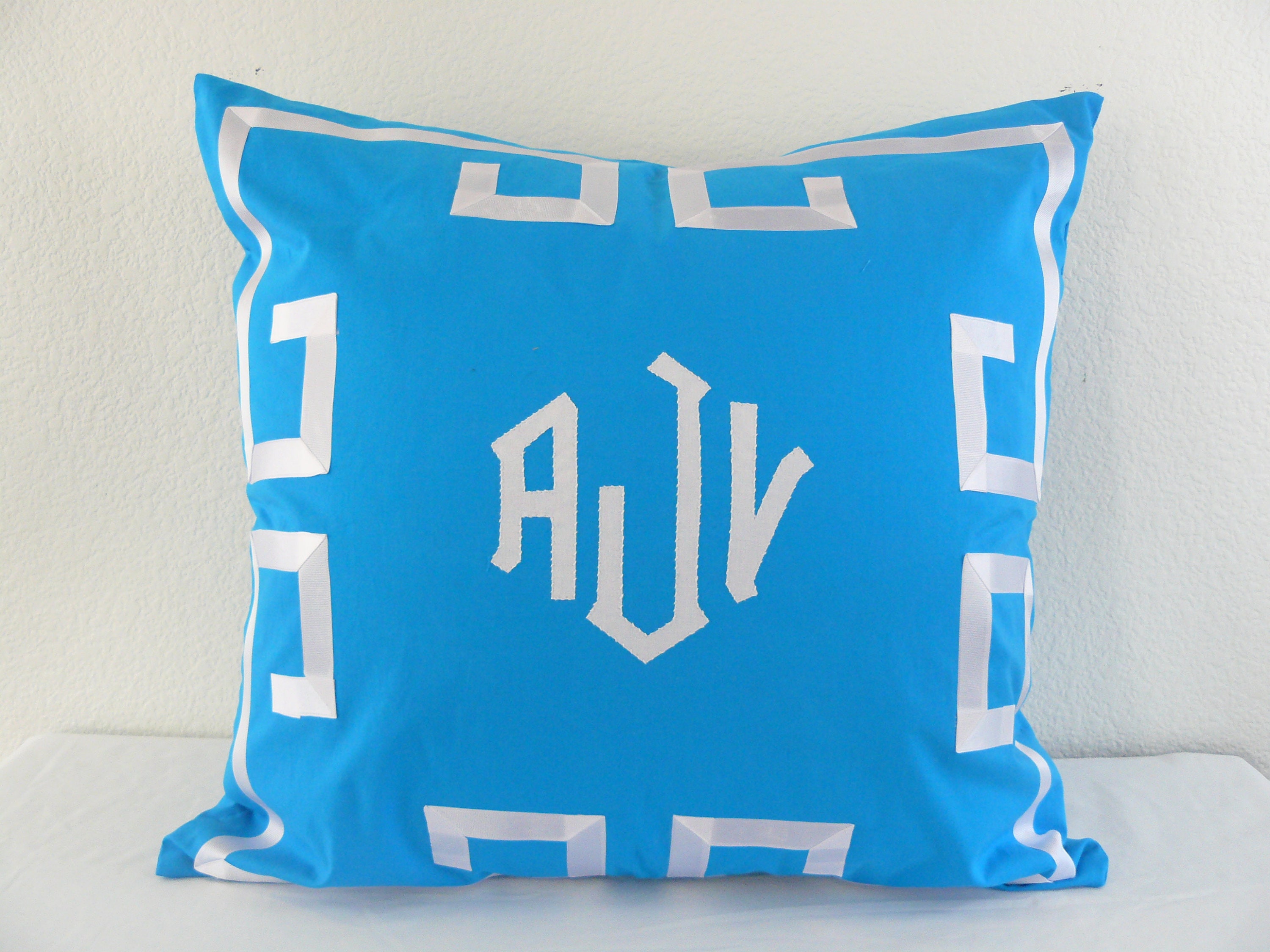 Pair Custom Greek Key Monogram Euro Pillow Shams/covers Etsy