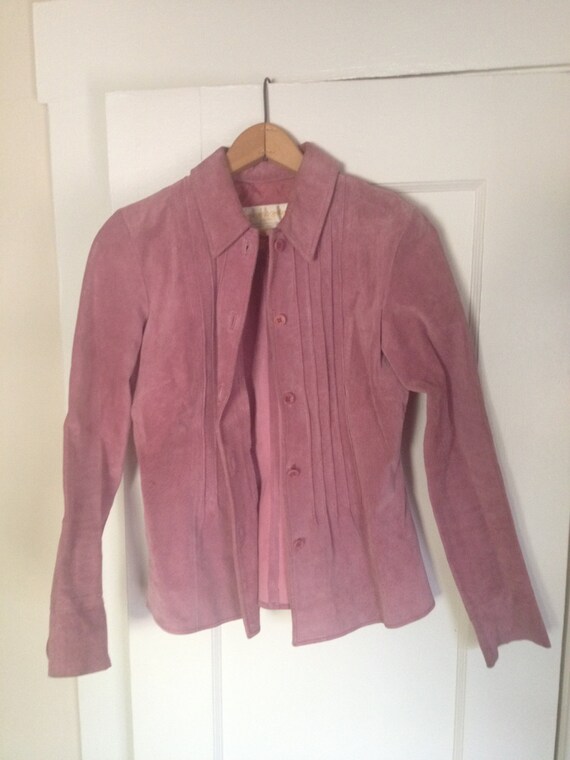 Mauve Size 4p Vintage 80/'s Suede Margaret Godfrey ShirtJacket Lavender