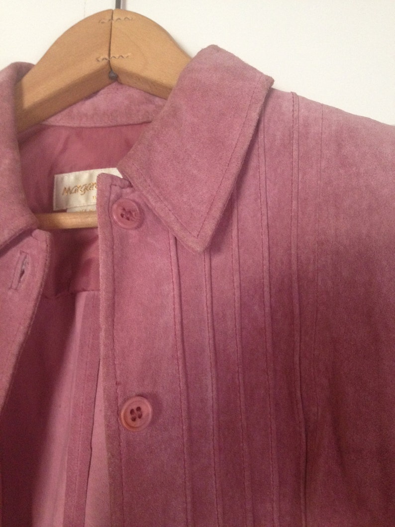 Mauve Size 4p Vintage 80/'s Suede Margaret Godfrey ShirtJacket Lavender