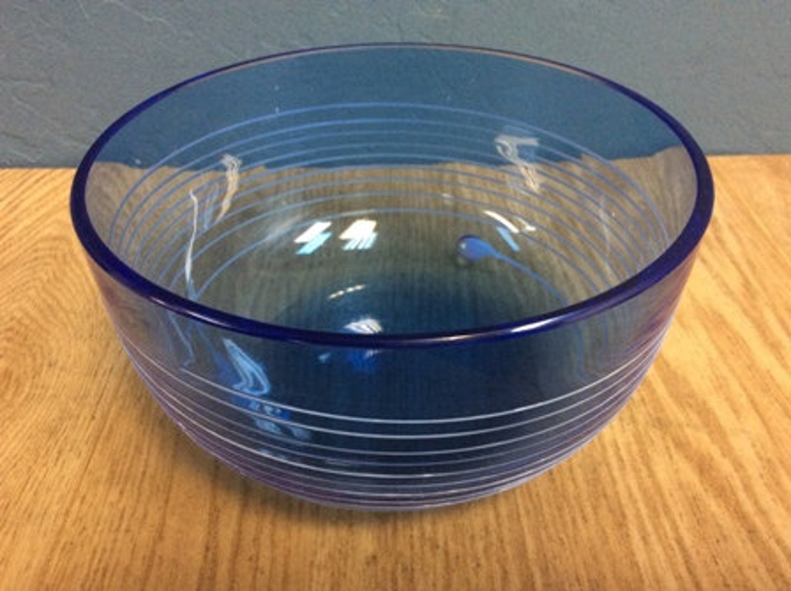 Villeroy & Boch Blue Glass Crystal BowlRare Swirl bowl Blue Etsy España