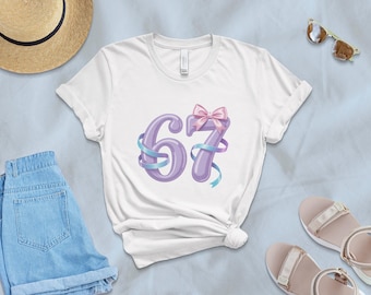 Number 67 Coquette PNG, Bow and Ribbon (Digital Download)