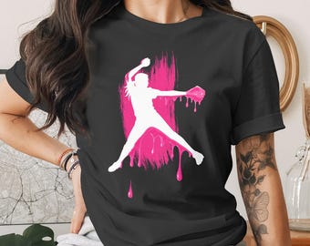 Softball Paint Drip Pitcher PNG: Girls Style Graphic (Digital Download)