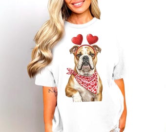 Valentines Bulldog PNG: Funny Dog Heart Bandana, Digital Download