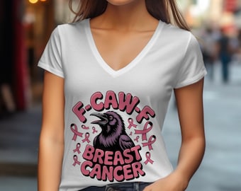 F-Caw-F Funny Breast Cancer Awareness PNG: Crow Ribbon Clipart (Digital Download)