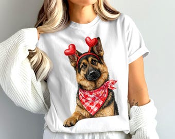 German Shepherd Valentines PNG: Dog Hearts Bandana, Valentines Day, Funny Digital Download