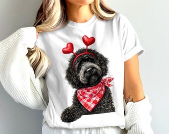 Valentines Labradoodle PNG:  Funny Black Lab Poodle, Dog Hearts Cupid, Digital Download