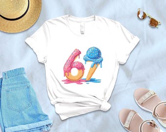 Sixty Seven 67 Ice Cream Cone and Donut PNG, Birthday Clipart (Digital Download)