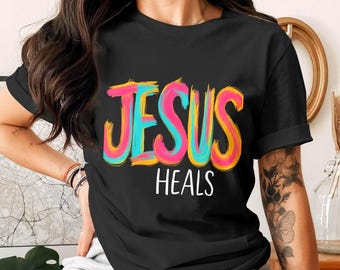 Jesus Heals PNG: Brushstroke Christian Printable (Instant Download)