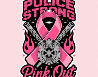 Police Support Breast Cancer Awareness PNG: Pink Ribbon Digital Download