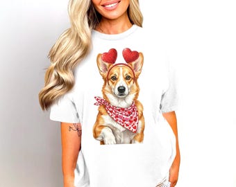 Corgi Valentines PNG: Funny Pembroke Welsh Corgi Dog, Printable, Hearts, Digital Download