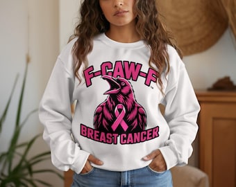 F-CAW-F Breast Cancer Awareness Pink Ribbon Crow PNG, Funny Raven Support Clipart Download