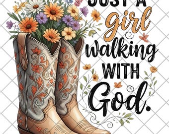 Cowboy Boots & Flowers PNG: Christian Western Cowgirl Art (Digital Download