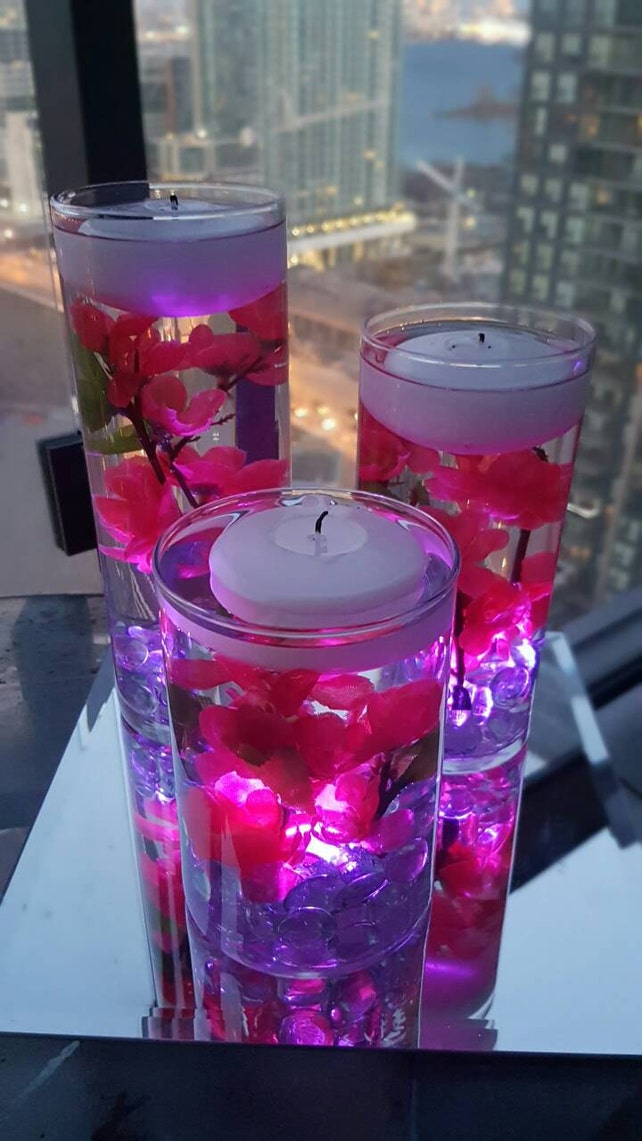 Wedding Centerpiece Floating Candle Centerpiece Pink Decor Etsy