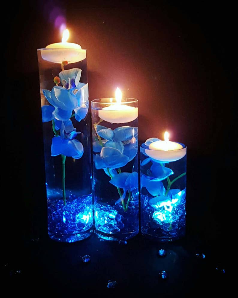 Wedding Centerpiece Floating Candle Centerpiece with Blue Etsy