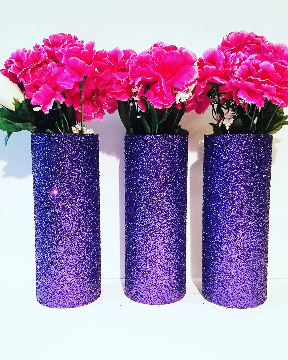 Wedding Centerpiece Purple Decor Glitter Vase Wedding Etsy