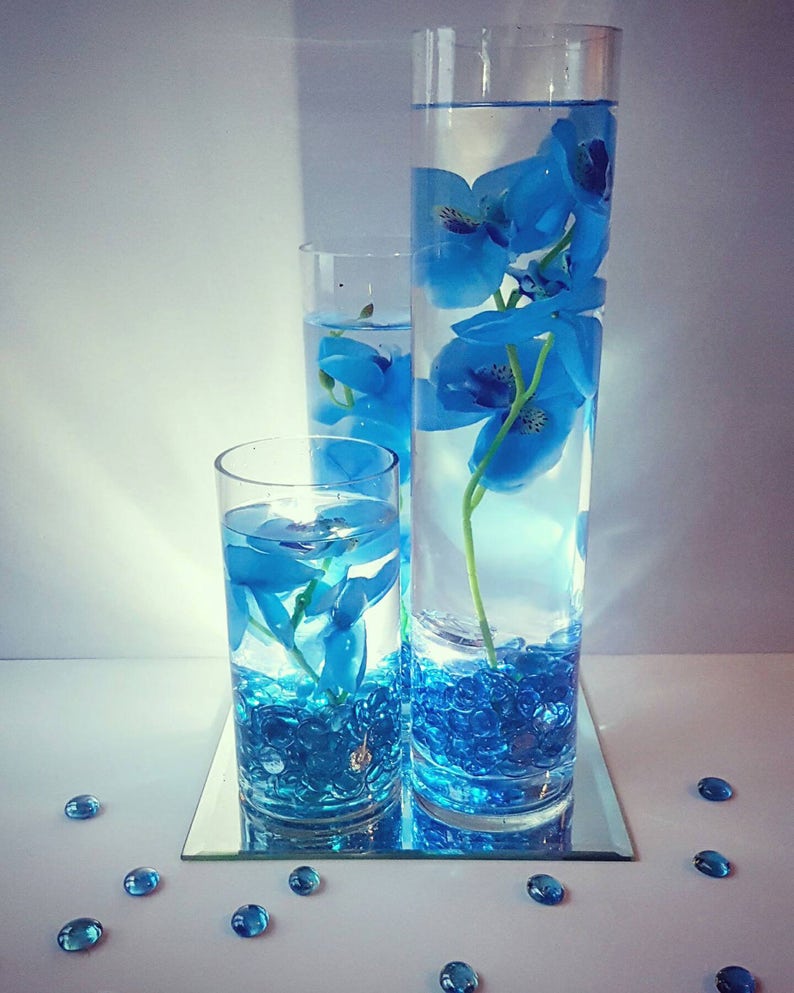 Wedding Centerpiece Floating Candle Centerpiece With Blue Etsy