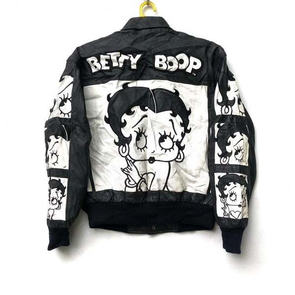 veste en cuir de dessin animé vintage des années 90 Betty Boop