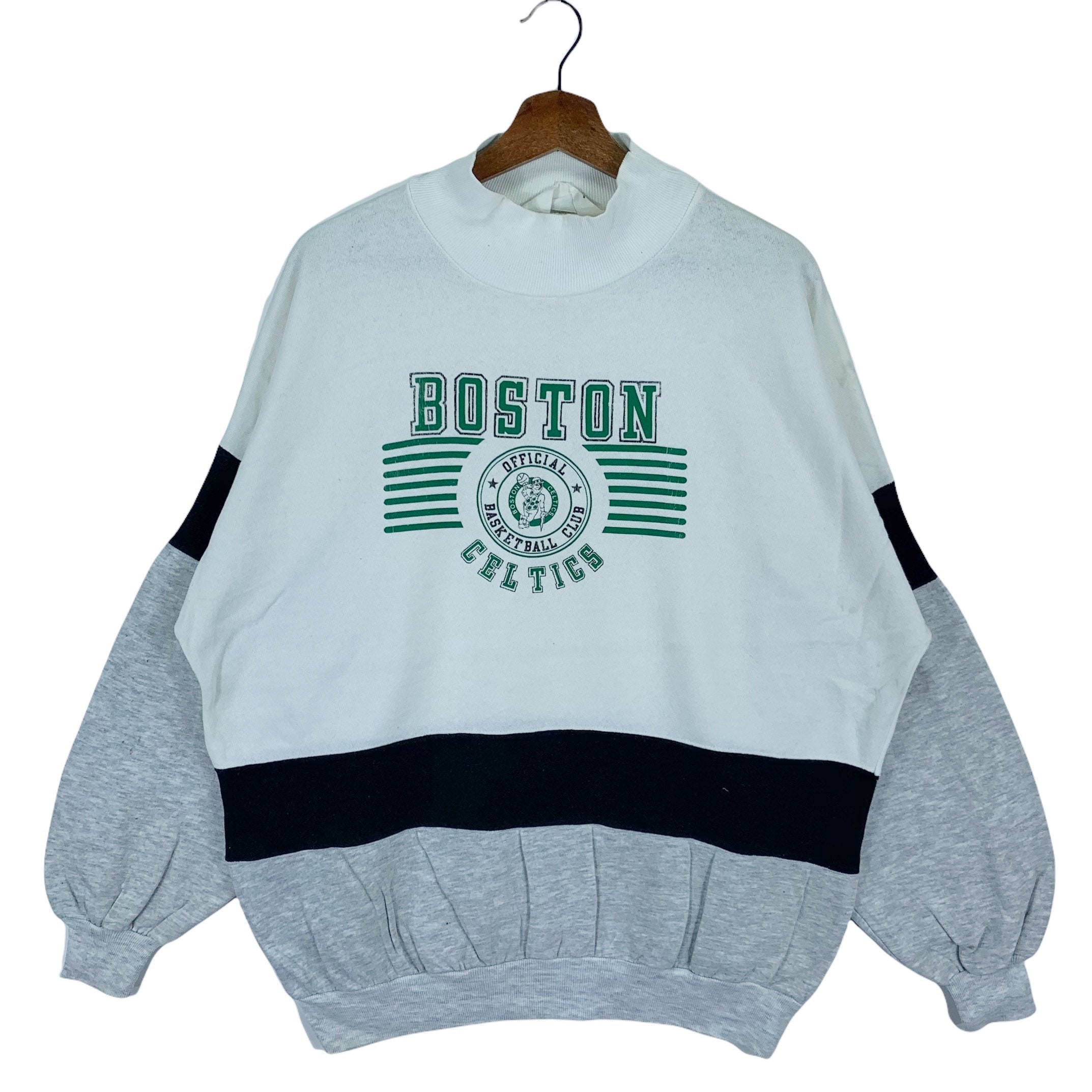 CustomCat Boston Celtics Retro NBA Crewneck Sweatshirt Sport Grey / L
