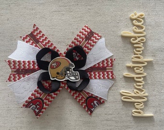 San Francisco 49ers Hairbow- 49ers Hairbows- 49ers Bows- San Francisco Hairbows- NFL Hairbows- NFL Bows- 49ers Accessories- 49ers Hairbows-