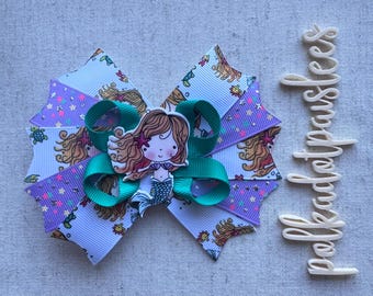 Mermaid Hairbow- Mermaid Hairbows- Toddler Hairbows- Kids Bows- Toddler Bows- Mermaid Bows- Mermaid Hairbows- Bows - Pastel Mermaid Hairbows