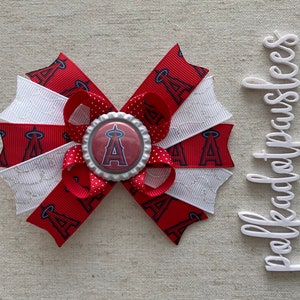 Angels Hairbows- LA Angels Hairbows- LA Angels Bows- Los Angeles Angels Hairbows- MLB Hairbows- Angels Baseball Hairbows- Angels Hairbows-