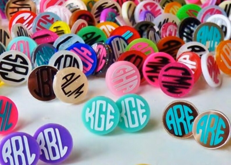 Monogrammed Acrylic Earrings Flat Acrylic Monogram Earrings Etsy