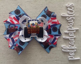 Patriotic Hairbows- 4th of July Hairbows-Hairbows- Patriotic Whimsical Bows- 4th of July Hairbows- 4th of July- July 4th Hairbows-