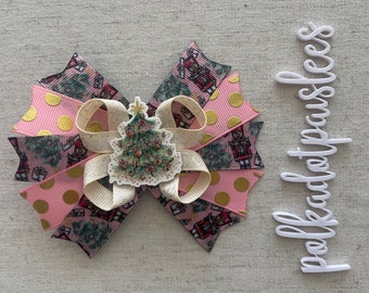Pastel Christmas Hairbows- Christmas Bow- Christmas Hairbow- Christmas Bows- Pastel Christmas Tree Hairbow- Christmas Bows- Pastel Christmas