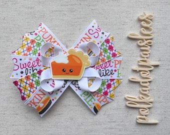 Pie Hairbow- Thanksgiving Hairbow- Fall Hairbows- Pumpkin Pie Bow- Thanksgiving Pie Hairbows- Pumpkin Pie Hairbows- Pumpkin Spice Hairbows
