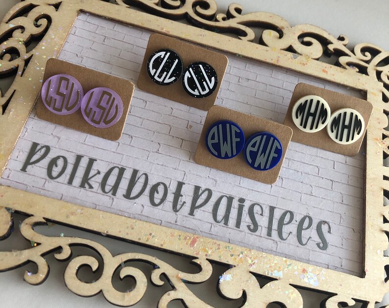 Monogrammed Acrylic Earrings Flat Acrylic Monogram Earrings Etsy