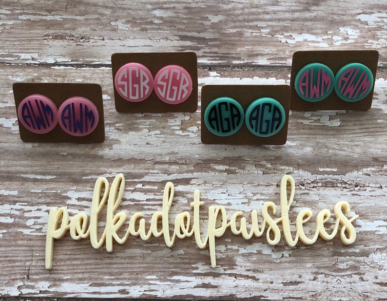 Monogrammed Acrylic Earrings Flat Acrylic Monogram Earrings Etsy