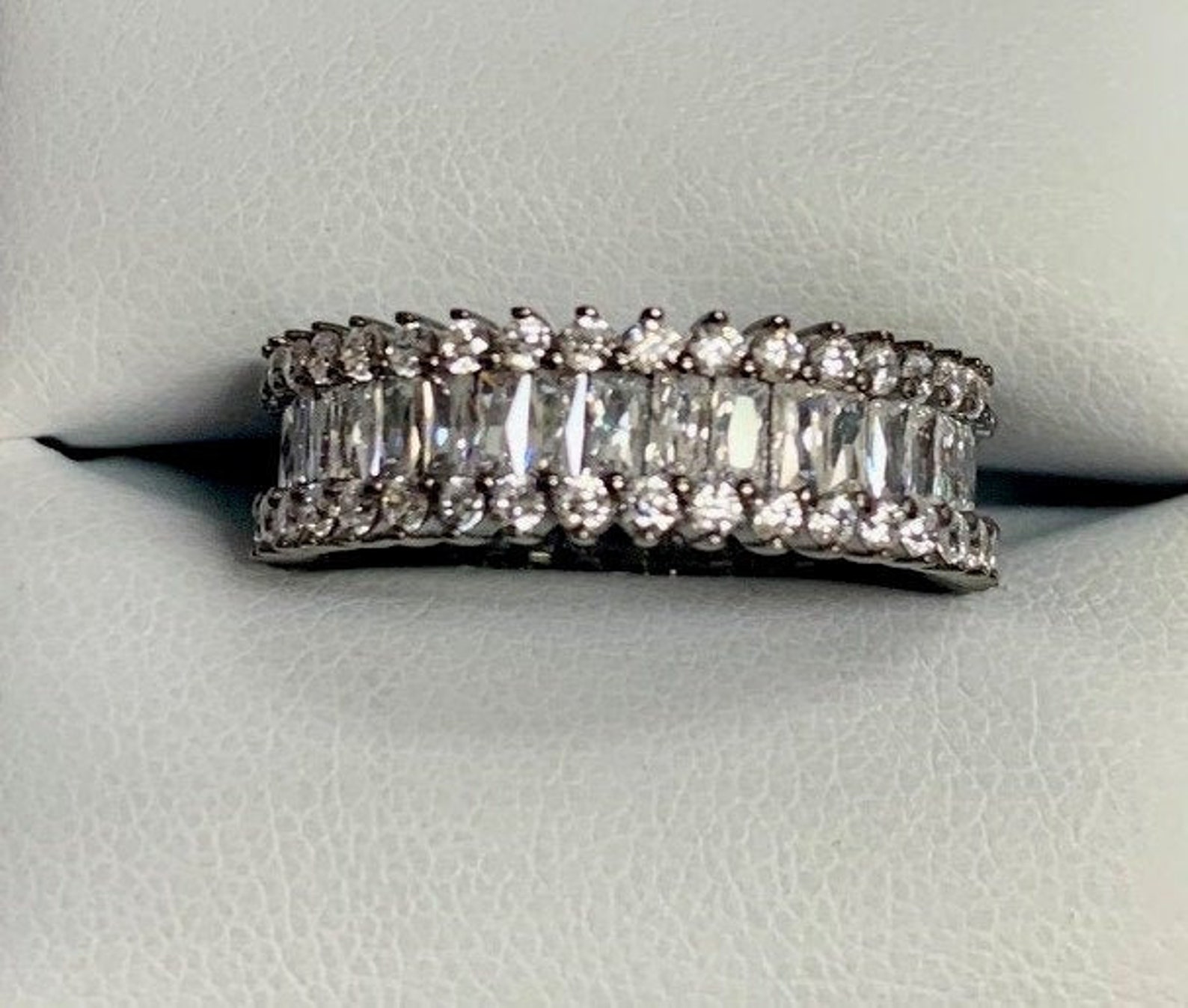 Sterling Silver & Black Rhodium Plated CZ Ring Etsy