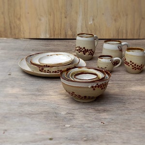 Keramiek Servies Honingraat Tomaat Rood (Kopjes, Mokken, Borden, Kommen)