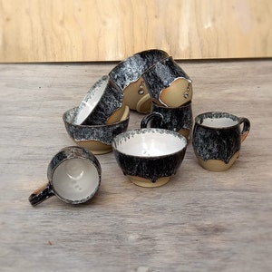 Ceramic Tableware Black White Drip (Cups, Mugs, Plates, Bowls)