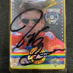 Jeff Gordon NASCAR Hand Signed Autographed 1997 Metallic Impressions  Collector Card Set w/ Metal Tin