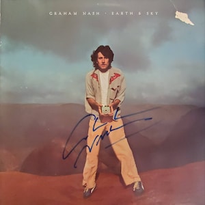 Graham Nash Earth & Sky LP Record Album Hand Signed Autographed by Graham Nash w/ LOA