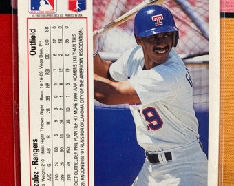 Juan Gonzalez Autographed 1990 Upper Deck Baseball Card With LOA