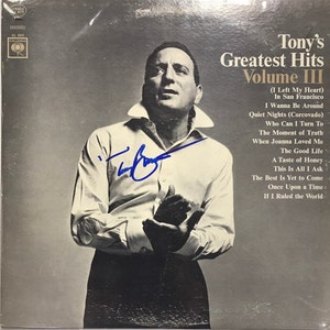 Tony Bennett Tony&#39;s Greatest Hits Volume III Record Album Hand Signed Autographed by Tony Bennett In Blue Ink Hologram  w/ LOA