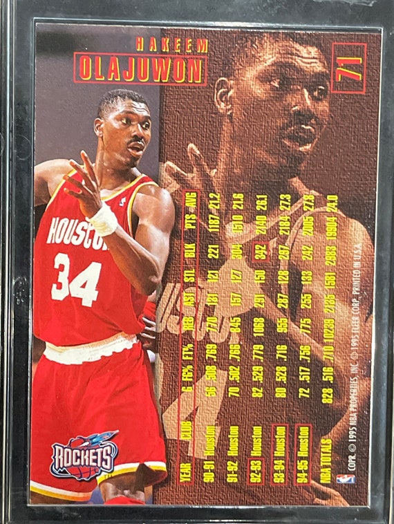 Hakeem Olajuwon Houston Rockets Autographed Red 1993-94 Mitchell