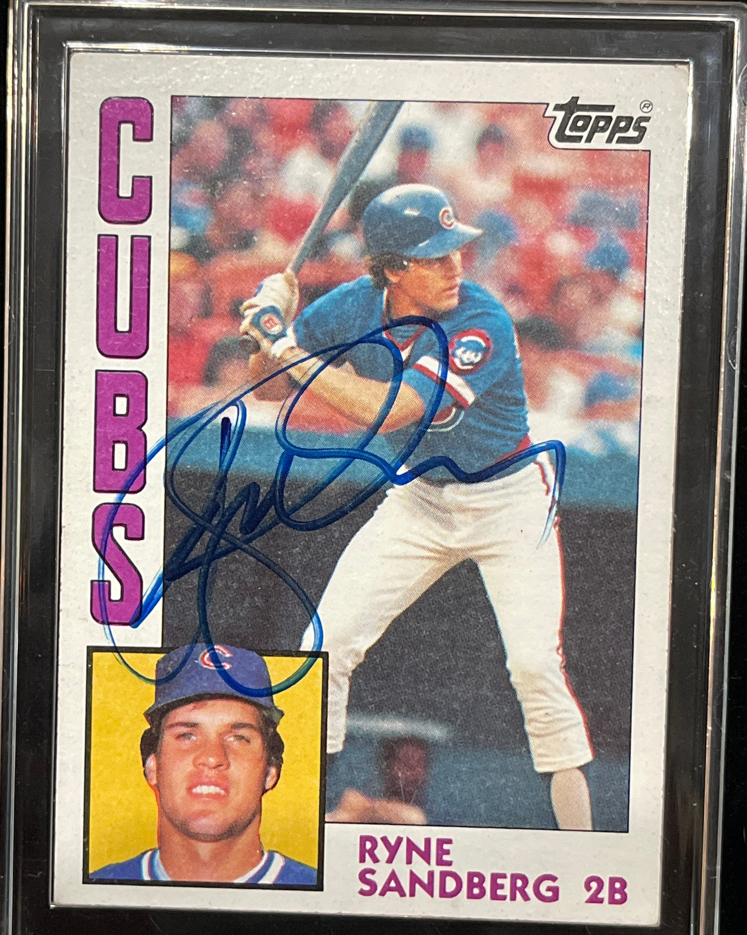 Ryne Sandberg RYNO HOF Chicago Cubs Autographed 1984 Topps #596 Signed  Card