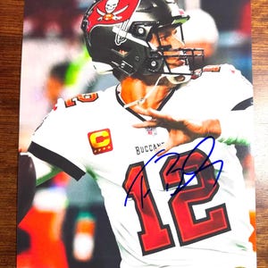 Tom Brady Autographed hand Signed NFL 8x11" Photograph in Blue sharpie Loa/Coa Tampa Bay Buccaneers
